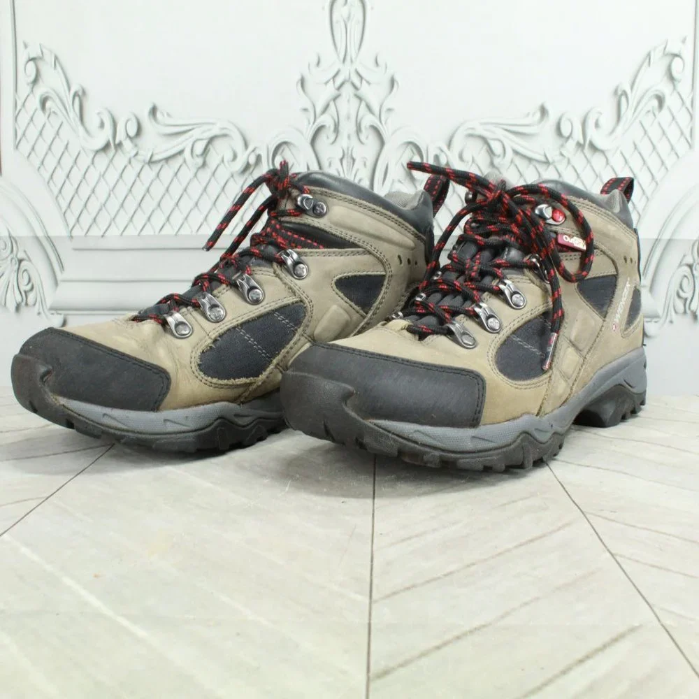 Wenger Tan Leather Lace Up Out Dry Hiking Boots Size 8 - Picture 2 of 9